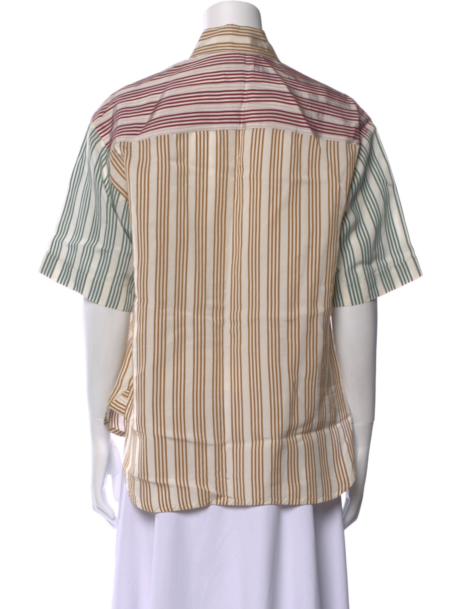 Sandro Striped Short Sleeve Button-Up Top